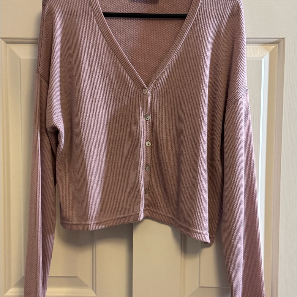 Double Zero Pink Cropped Cardigan Sweater